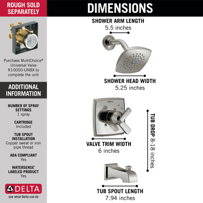Delta Ashlyn T17464 Monitor 17 Series Tub & Shower Trim, stainless - view 4