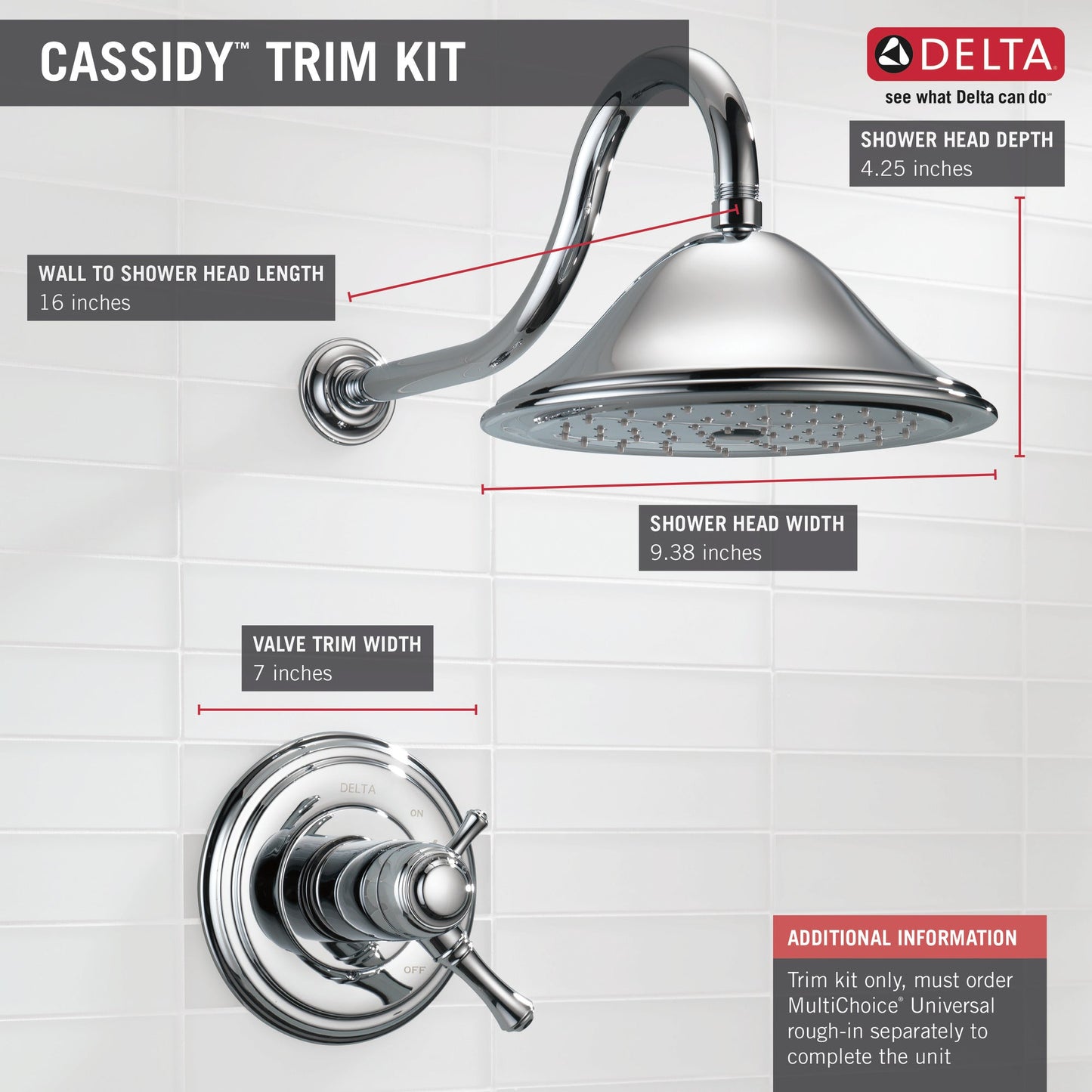 Delta Cassidy T17T297 TempAssure 17T Series Shower Trim, chrome - view 5