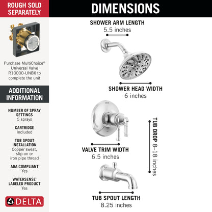 Delta Broderick T17T484 17T Series Tub Shower Trim