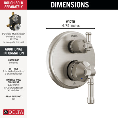 Delta Broderick T24884 14 Series Integrated Diverter Trim 3-Setting