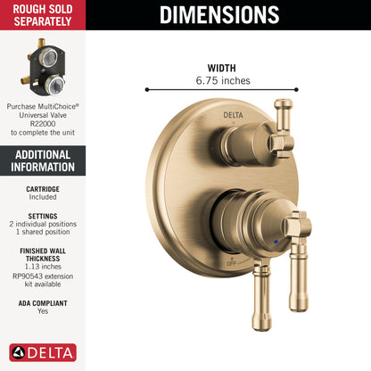 Delta Broderick T27884 17 Series Integrated Diverter Trim 3-Setting