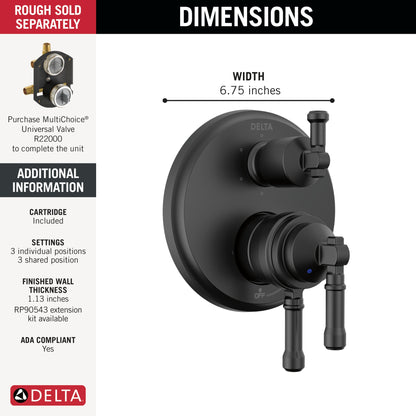 Delta Broderick T27984 17 Series Integrated Diverter Trim 6-Setting