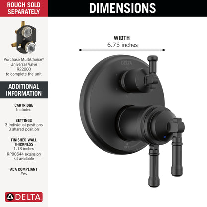 Delta Broderick T27T984 17T Series Integrated Diverter Trim 6-Setting