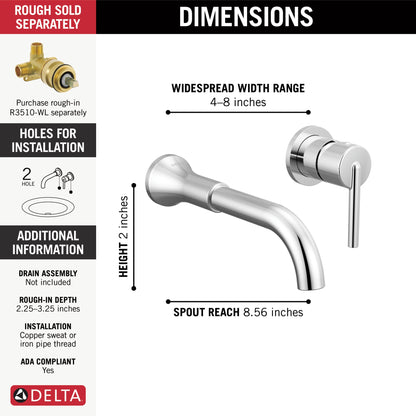 Delta Trinsic T3559LF Single Handle Wall Mount Bathroom Faucet Trim