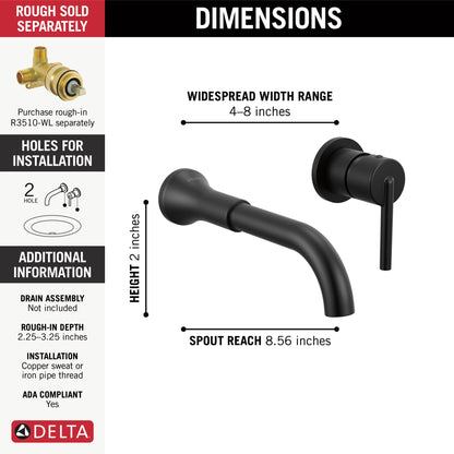 Delta Trinsic T3559LF Single Handle Wall Mount Bathroom Faucet Trim