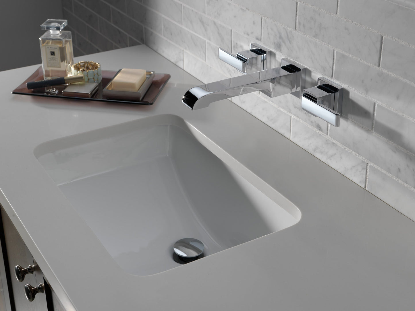 Delta Ara T3567LF Two Handle Wall Mount Bathroom Faucet Trim