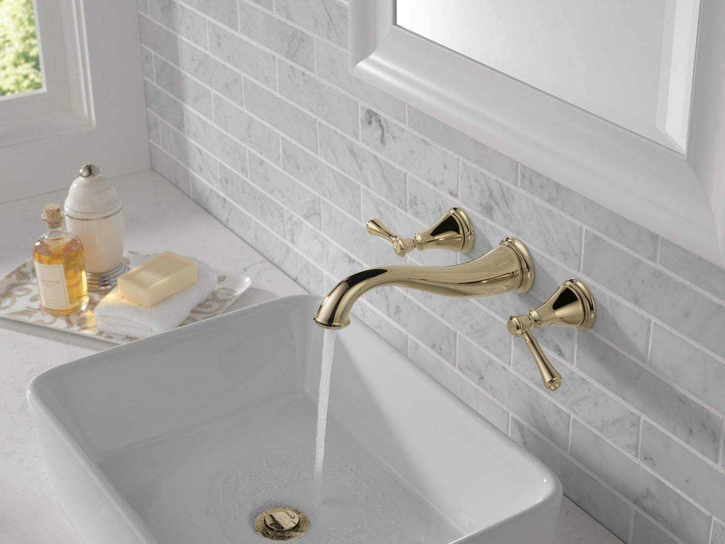 Delta Cassidy T3597LF Two Handle Wall Mount Bathroom Faucet Trim