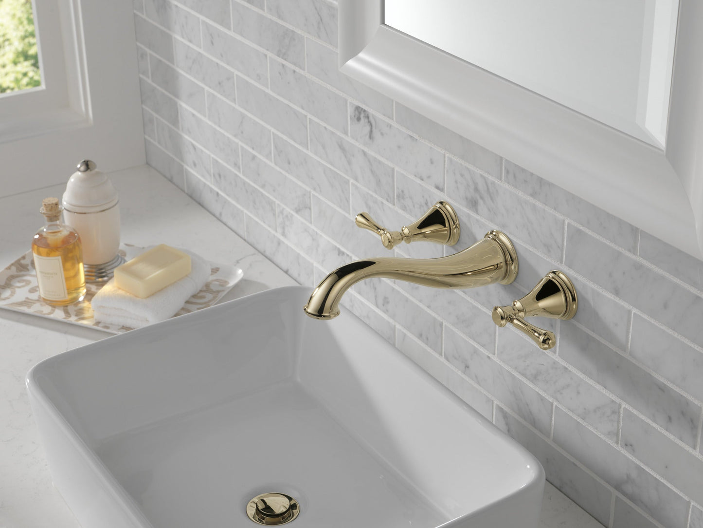 Delta Cassidy T3597LF Two Handle Wall Mount Bathroom Faucet Trim