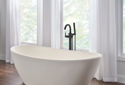 Delta Trinsic T4759 Single Handle Floor Mount Tub Filler Trim with Hand Shower