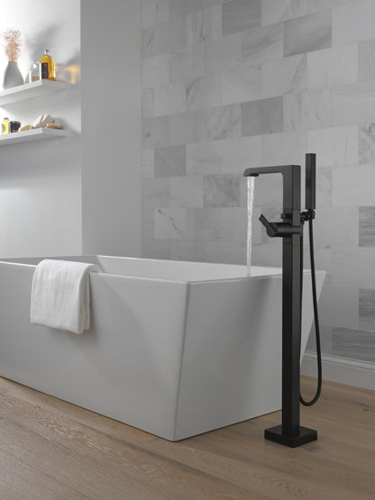 Delta Ara T4767 Single Handle Floor Mount Tub Filler Trim with Hand Shower