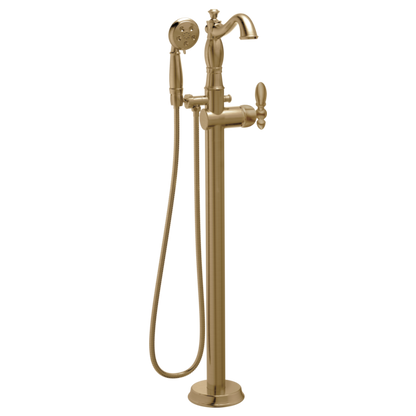 Delta Cassidy T4797 Single Handle Floor Mount Tub Filler Trim with Hand Shower - Less Handle