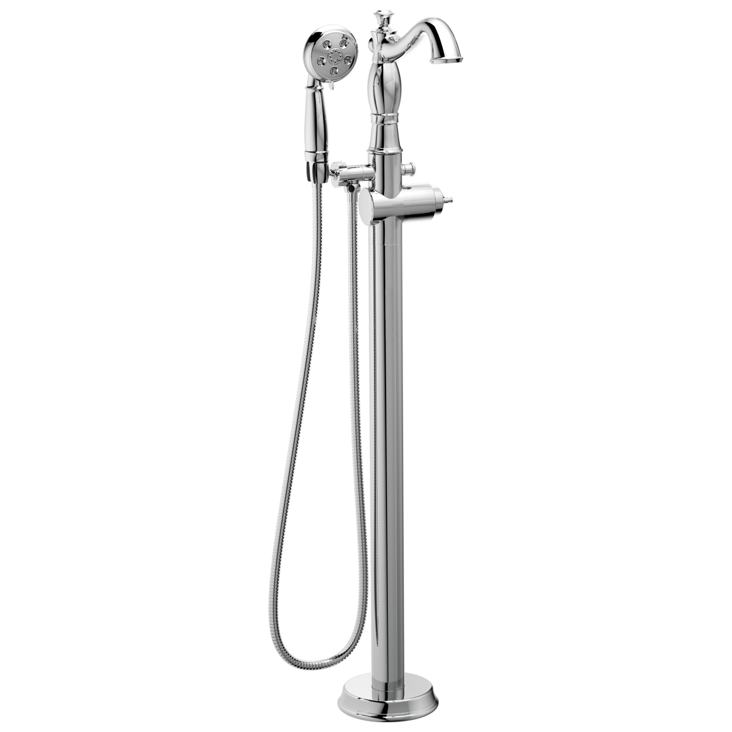 Delta Cassidy T4797 Single Handle Floor Mount Tub Filler Trim with Hand Shower - Less Handle