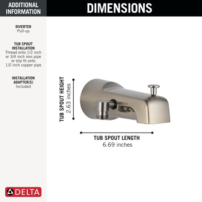 Delta Universal Showering Components U1010 Diverter Tub Spout - Handshower