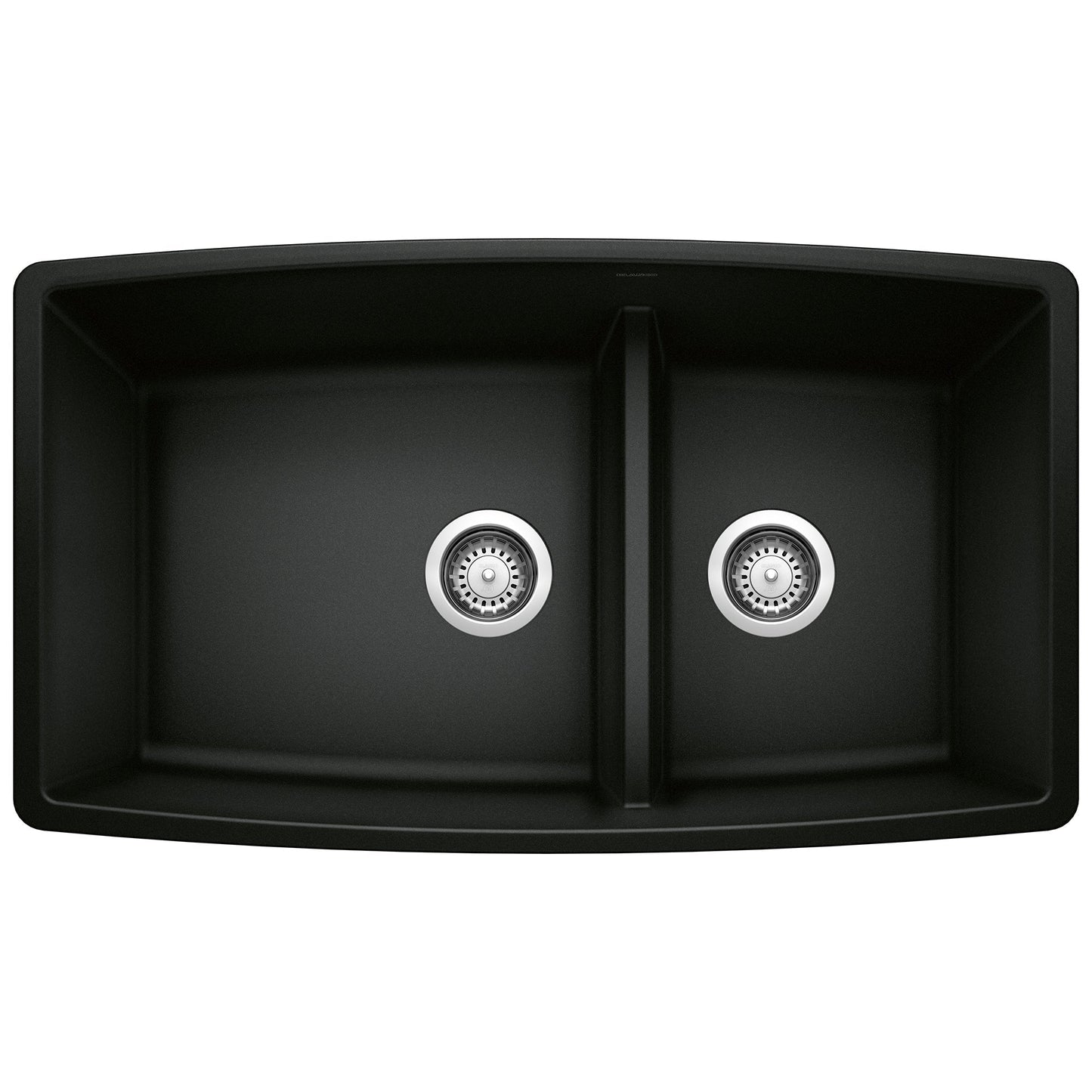 BLANCO 442939 Performa 1-3/4 Double Bowl Kitchen Sink with Low Divide - Coal Black