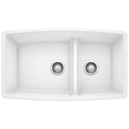 BLANCO 441310 Performa 1-3/4 Double Bowl Kitchen Sink with Low Divide - White