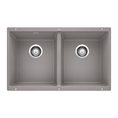 BLANCO 516319 Precis Equal Double Bowl Kitchen Sink - Metallic Gray