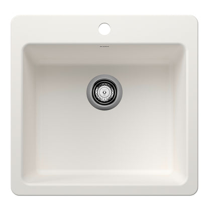 BLANCO Liven SILGRANIT 21" Single Bowl Dual Mount Kitchen Sink - White