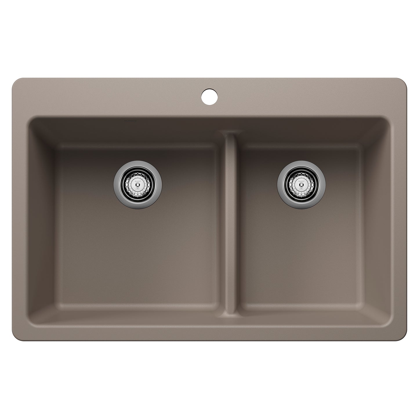 BLANCO Liven SILGRANIT 33" 60/40 Double Bowl Dual Mount Kitchen Sink with Low Divide - Truffle