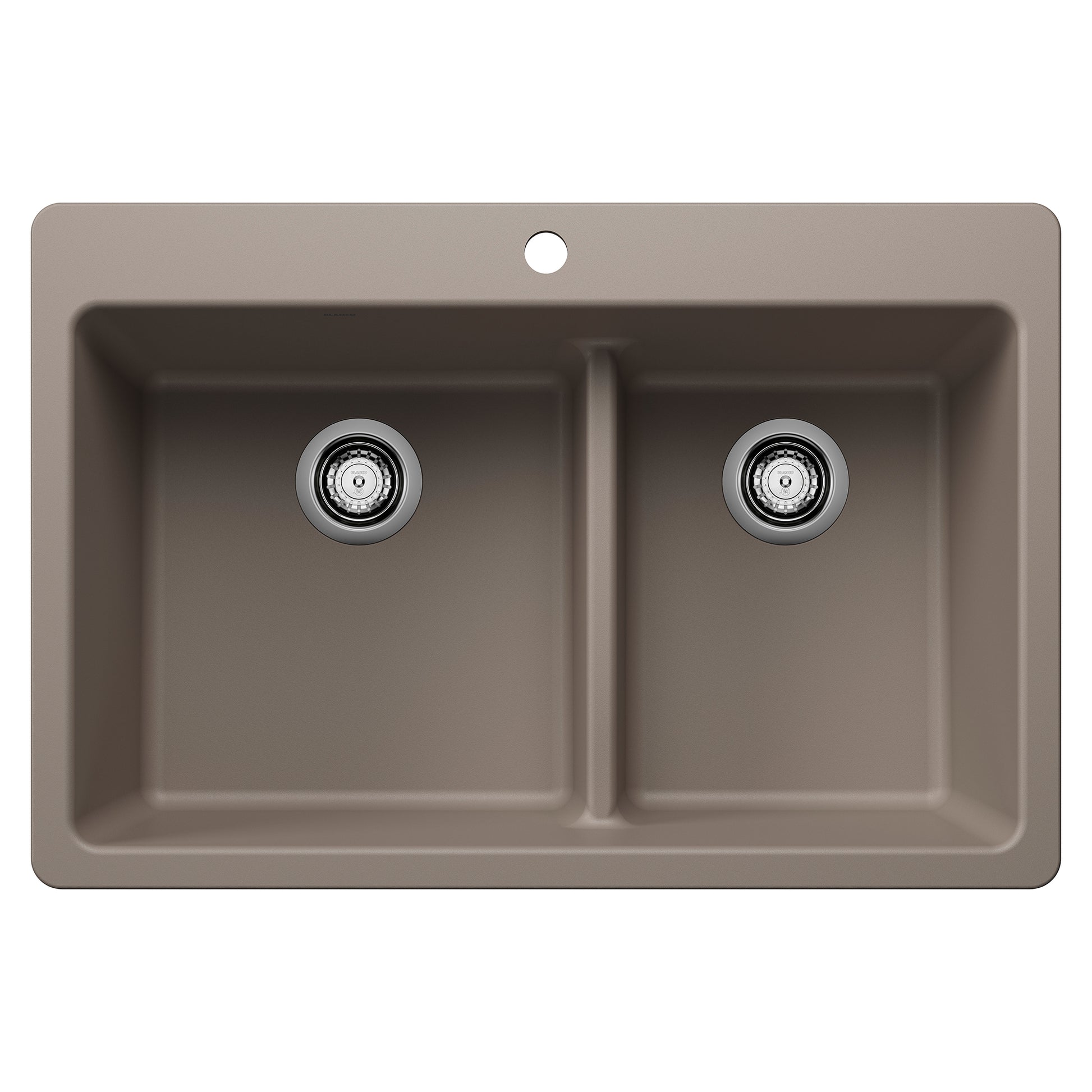 BLANCO Liven SILGRANIT 33" 60/40 Double Bowl Dual Mount Kitchen Sink with Low Divide - Truffle