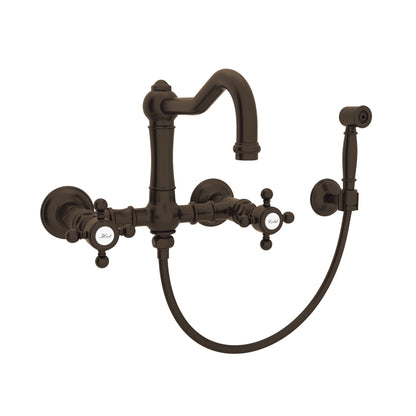 ROHL A1456WS Acqui® Wall Mount Bridge Kitchen Faucet With Sidespray And Column Spout