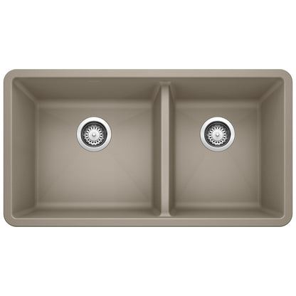 BLANCO 441296 Precis 1-3/4 Double Bowl Kitchen Sink - Truffle