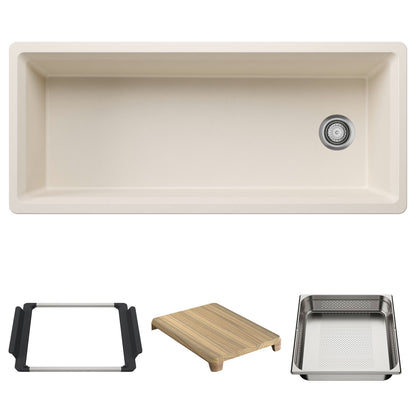 BLANCO Inteos SILGRANIT 45" Single Bowl Reversible Undermount Workstation Kitchen Sink - Soft White