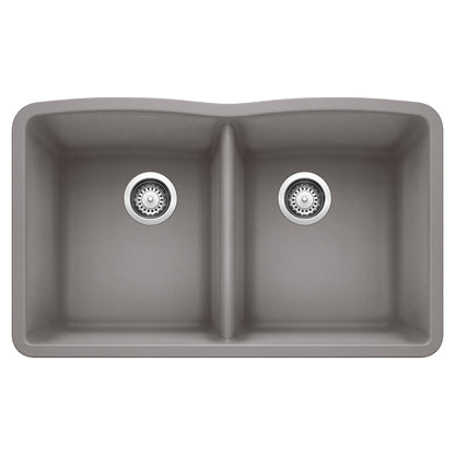 BLANCO 440183 Diamond Equal Double Bowl Kitchen Sink - Metallic Gray