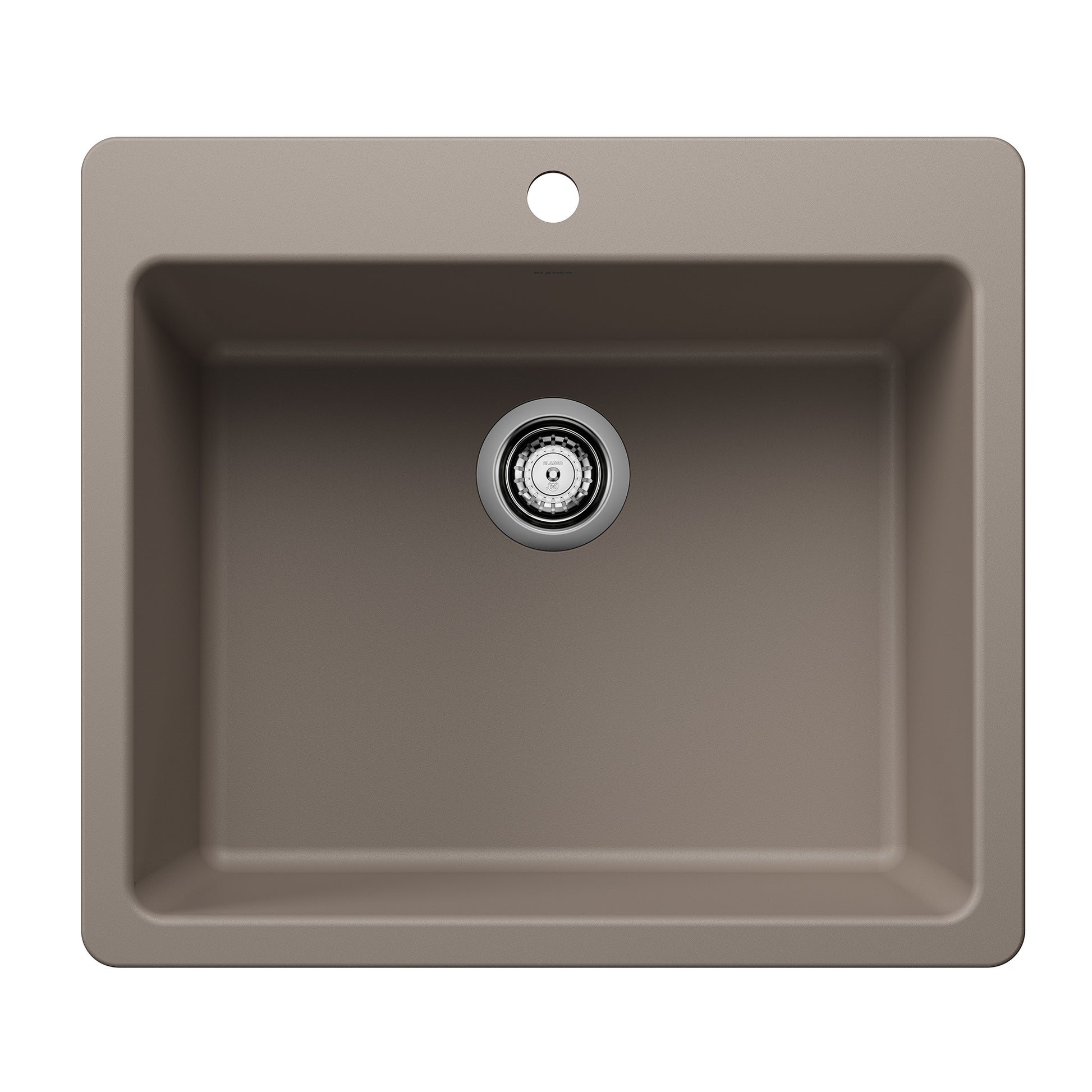 BLANCO Liven SILGRANIT 25" Single Bowl Dual Mount Kitchen Sink - Truffle