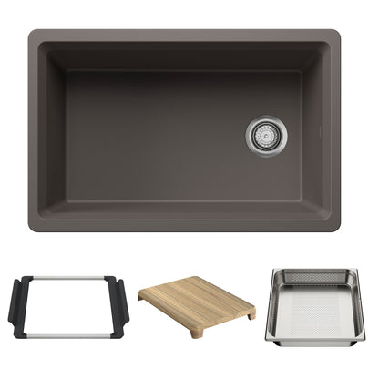 BLANCO Inteos SILGRANIT 30" Single Bowl Reversible Undermount Workstation Kitchen Sink - Volcano Gray