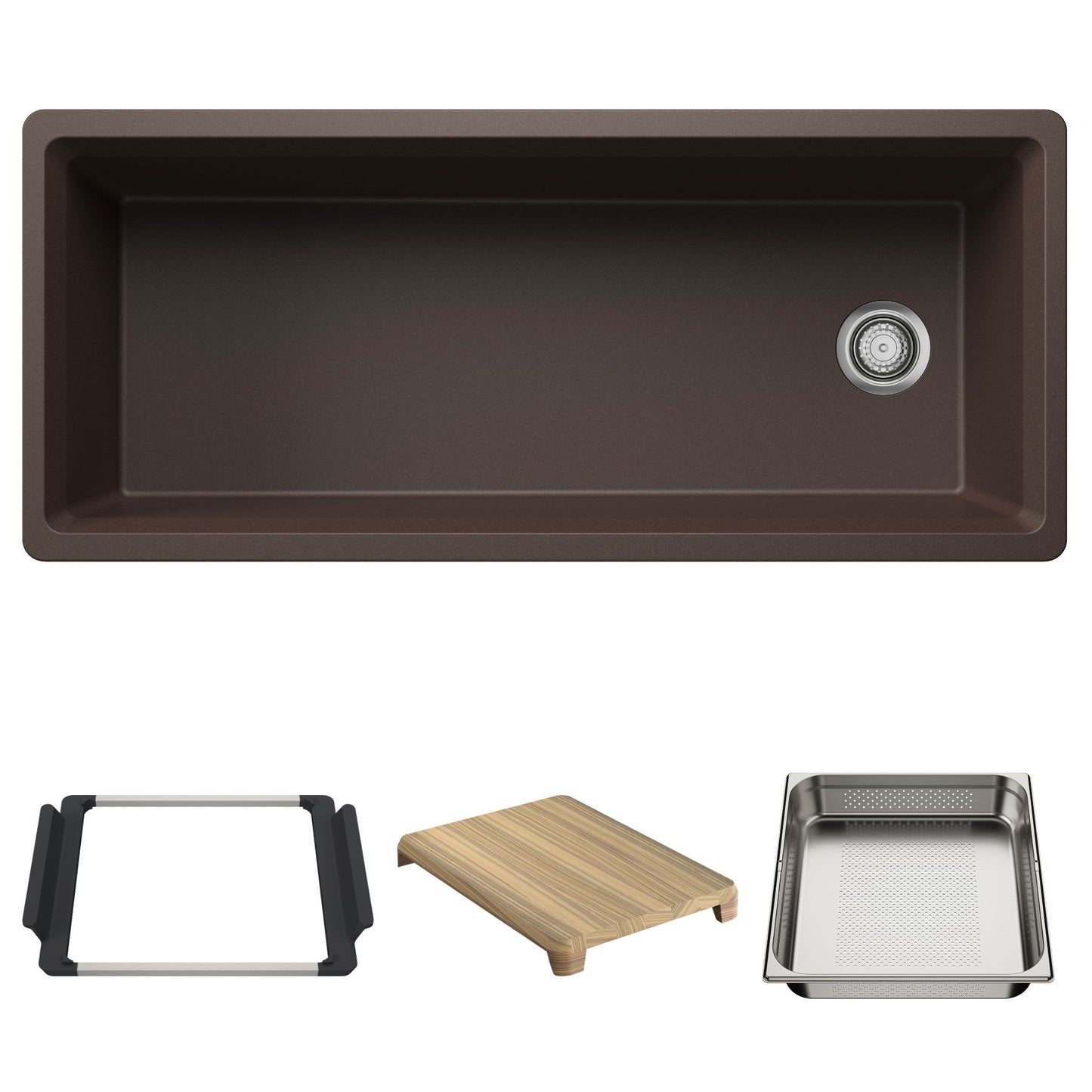 BLANCO Inteos SILGRANIT 45" Single Bowl Reversible Undermount Workstation Kitchen Sink - Café