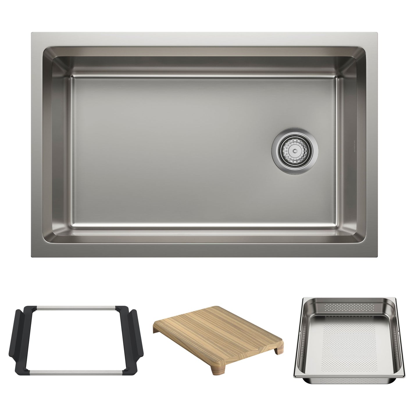 BLANCO Inteos 30" Single Bowl Reversible Undermount Stainless Steel Workstation Kitchen Sink - Satin Polish