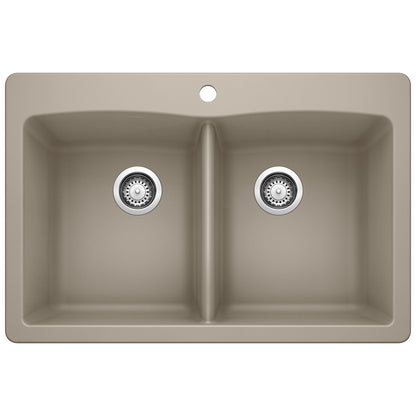 BLANCO 441285 Diamond Equal Double Dual Mount Kitchen Sink - Truffle