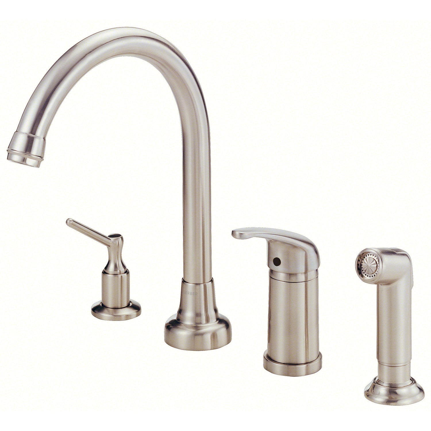 Gerber D409112 Melrose 1H High-Rise Kitchen Faucet w/ Soap Dispenser & Spray 1.75gpm Stainless Steel - Stainless Steel