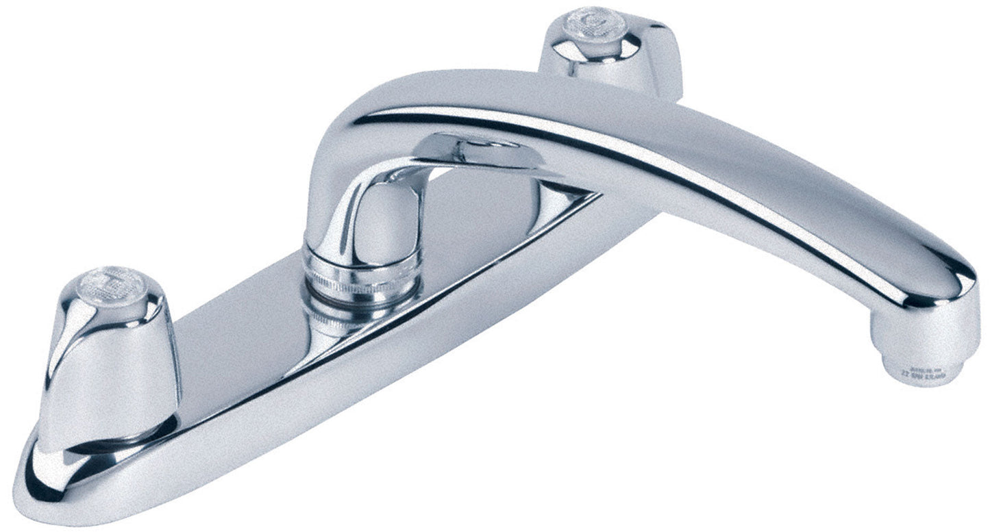 Gerber G0042116 Gerber Classics 2H Kitchen Faucet Deck Plate Mounted w/ Metal Handles & Acrylic Hot Cold Index Buttons 1.75gpm Ceramic Cartridge Chrome - Chrome