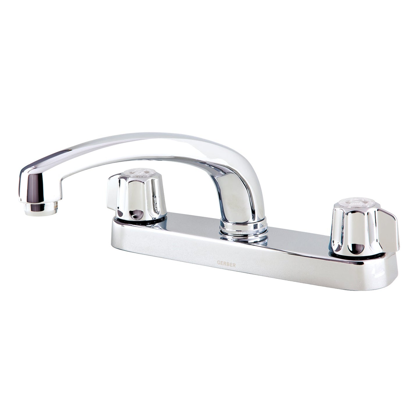 Gerber G0742416 Gerber Classics 2H Kitchen Faucet Deck Plate Mounted w/out Spray & w/ Metal Fluted Handles 1.75gpm Chrome. Compression cartridge - Chrome