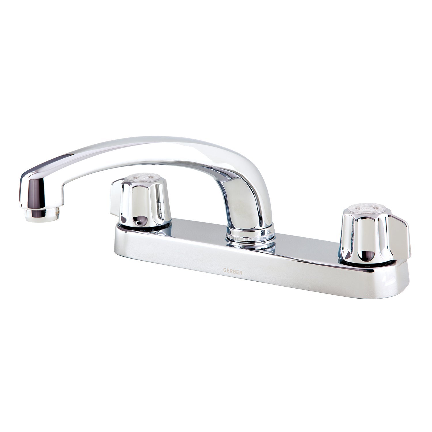 Gerber G0742416 Gerber Classics 2H Kitchen Faucet Deck Plate Mounted w/out Spray & w/ Metal Fluted Handles 1.75gpm Chrome. Compression cartridge - Chrome