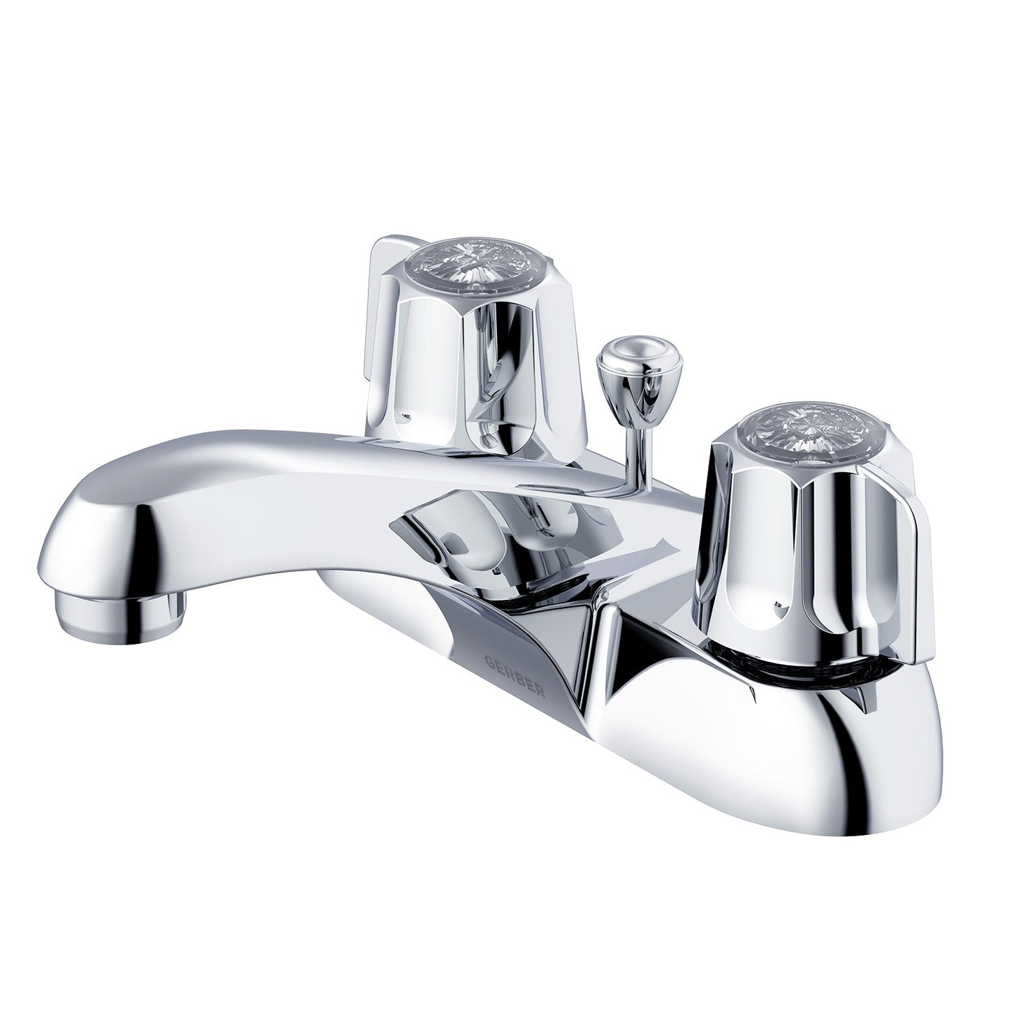 Gerber G0743431 Gerber Classics 2H Centerset Lavatory Faucet w/ Metal Fluted Handles & Metal Pop-Up Drain 1.2gpm Chrome - Chrome