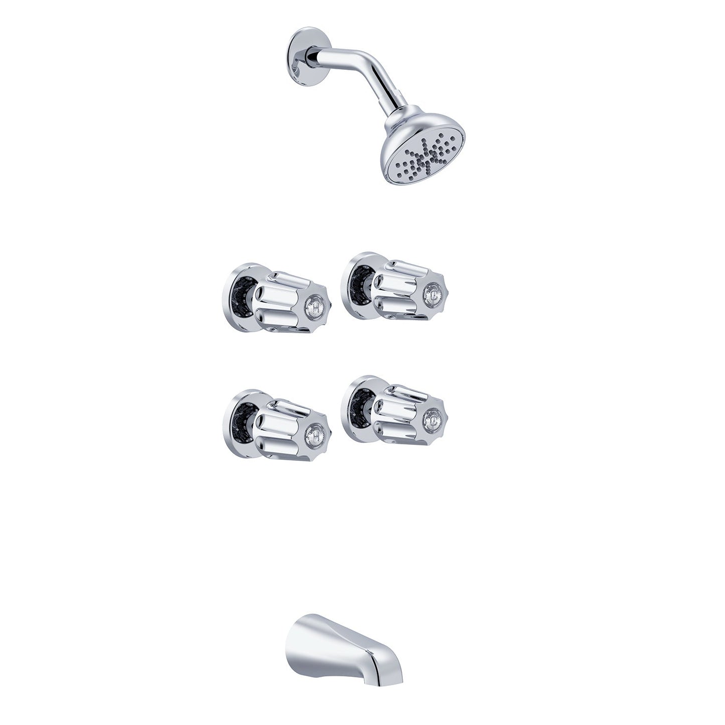 Gerber G074643083 Gerber Classics Four Metal Fluted Handle Tub & Shower Fitting 1.75gpm Chrome - Chrome