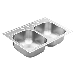 Moen GS202134 33"X22" Stainless Steel 20 Gauge Double Bowl Drop In Sink