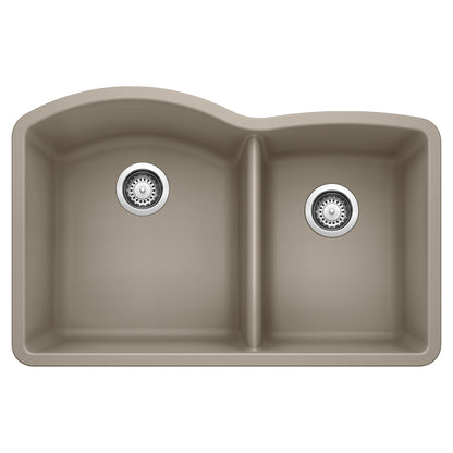 BLANCO 441284 Diamond 1-3/4 Double Bowl Kitchen Sink - Truffle