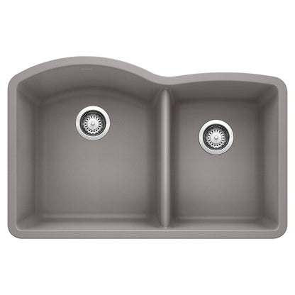 BLANCO 440178 Diamond 1-3/4 Double Bowl Kitchen Sink - Metallic Gray