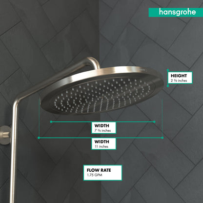 Hansgrohe 26217001 Croma 1.8 GPM Single Function Rain Shower Head with Quick Clean and Eco Right Technologies in Chrome