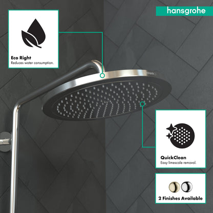 Hansgrohe 26217001 Croma 1.8 GPM Single Function Rain Shower Head with Quick Clean and Eco Right Technologies in Chrome