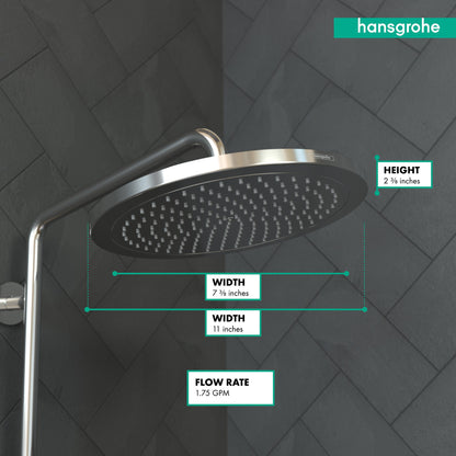 Hansgrohe 26217001 Croma 1.8 GPM Single Function Rain Shower Head with Quick Clean and Eco Right Technologies in Chrome