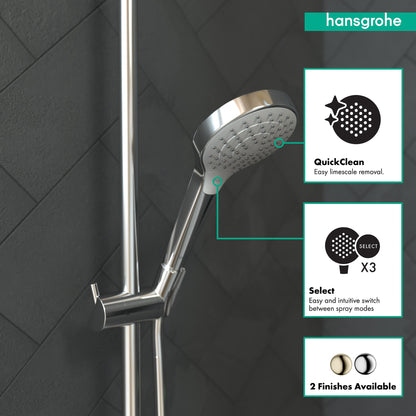 Hansgrohe 26803401 Croma Select S 2.5 GPM Vario-Function Handshower with Select and Quick Clean Technologies in Chrome/White