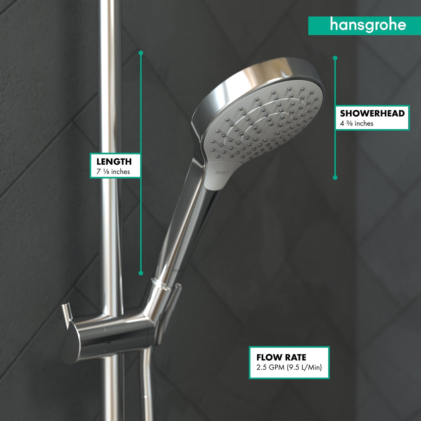 Hansgrohe 26803401 Croma Select S 2.5 GPM Vario-Function Handshower with Select and Quick Clean Technologies in Chrome/White