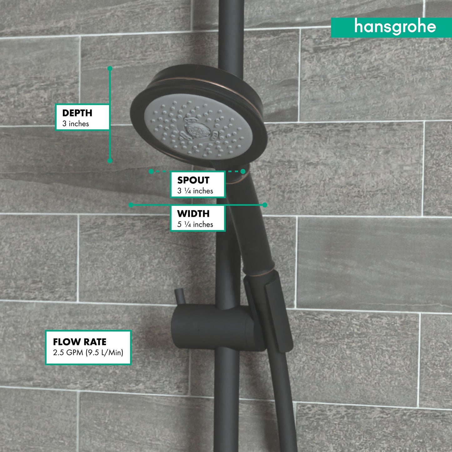 hansgrohe Croma 100 Classic Showerhead 3-Jet, 2.5 GPM