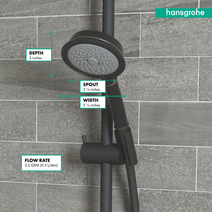 hansgrohe Croma 100 Classic Showerhead 3-Jet, 2.5 GPM