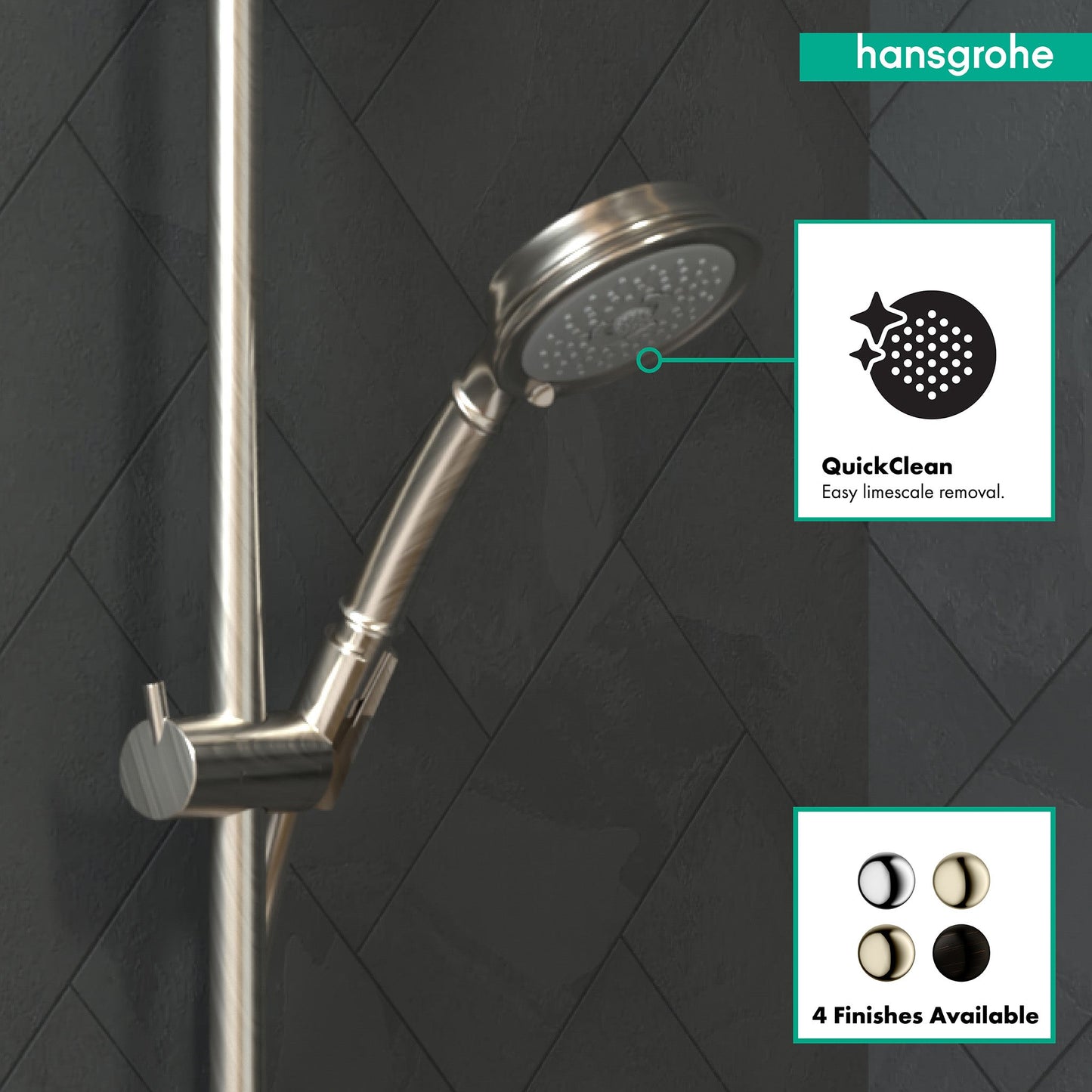 hansgrohe Croma 100 Classic Handshower 3-Jet, 2.5 GPM