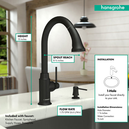 hansgrohe Talis C HighArc Kitchen Faucet, 2-Spray Pull-Down, 1.75 GPM